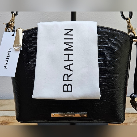 Brahmin Mini Duxbury Leather Adjustable Crossbody Black - Picture 2 of 10